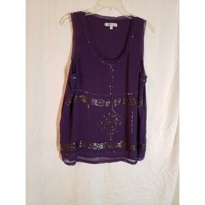 Women's Jennifer Lopez Purple Embellished Tank Top XL (H135)